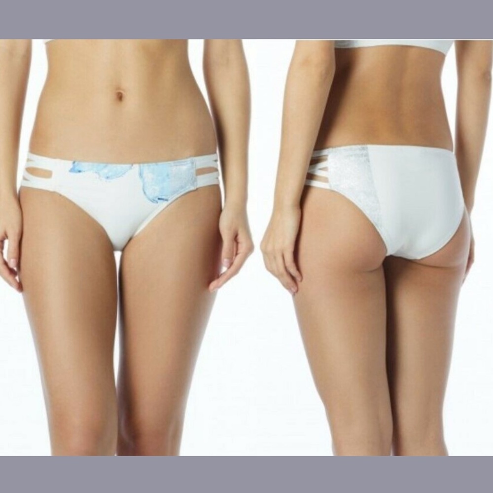 NEW $70 Carmen Marc Valvo‎ [ Large ] Gilded Garden Strappy Bikini Bottom #U130